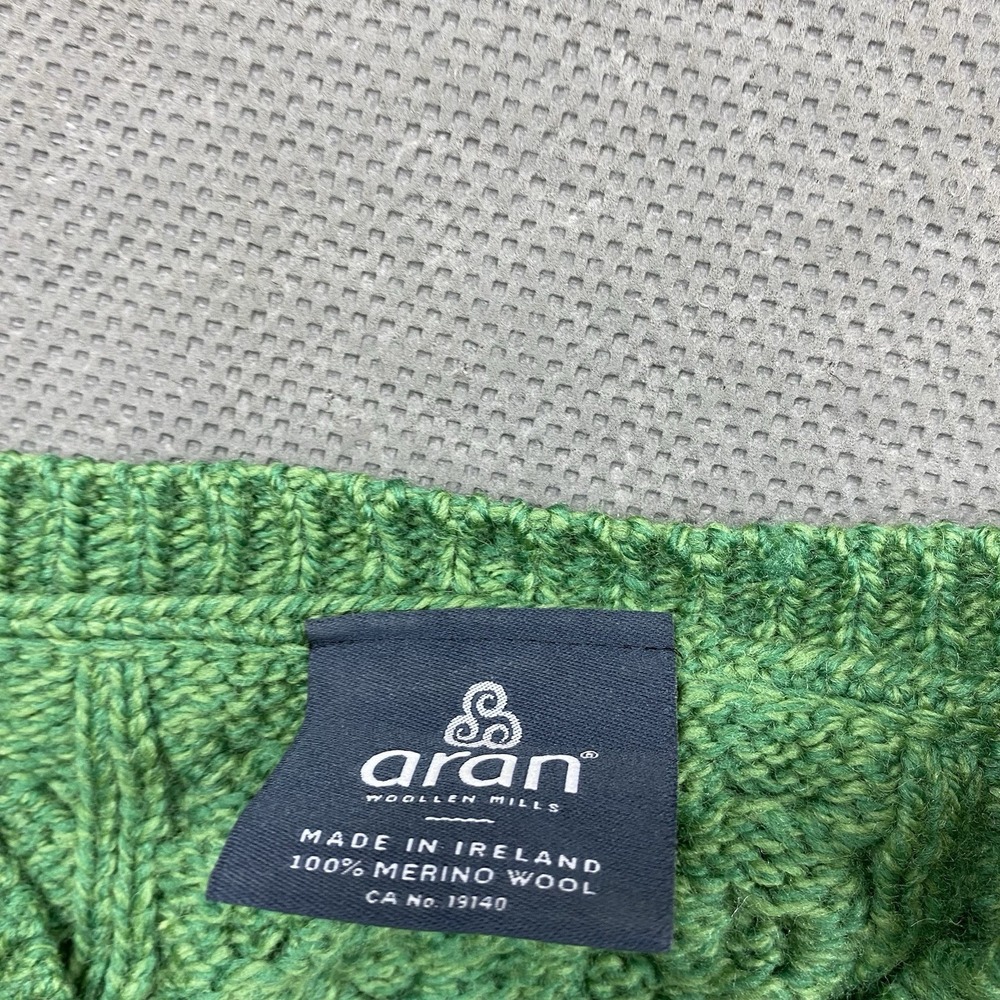 Aran Woollen Mills Sweater Womens 1X Green Button Cable Knit Ireland 100% Wool - Picture 4 of 10